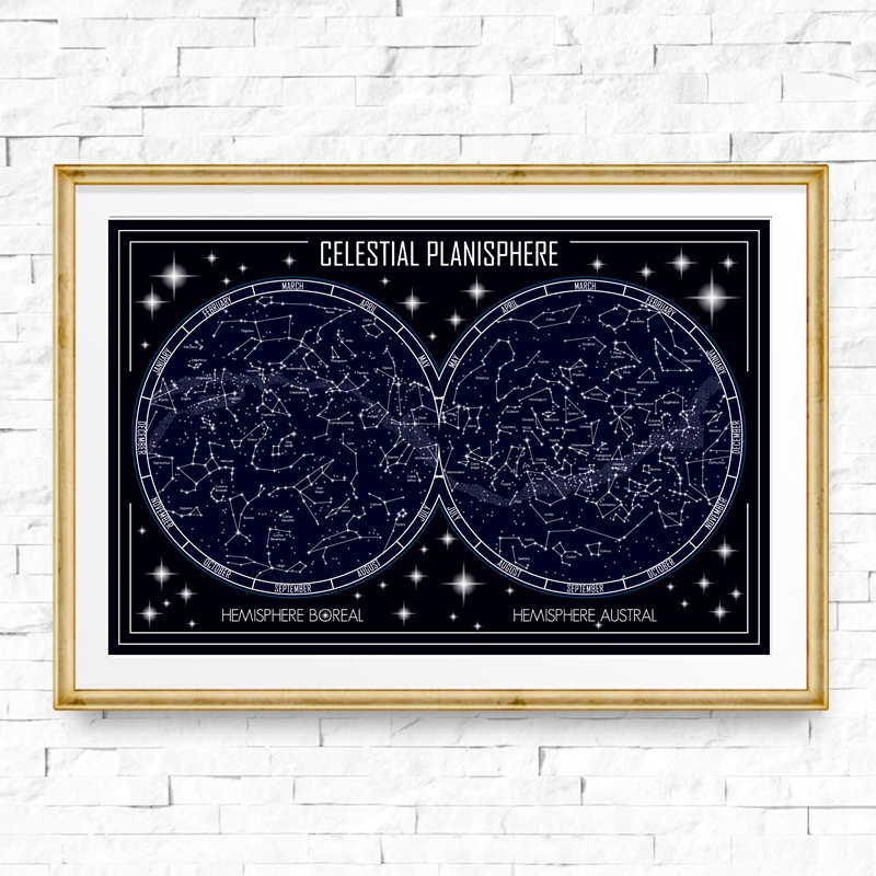 Celestial Planisphere แผนที่ผ้ - Star Map Poster บทวิจารณ์และราคา